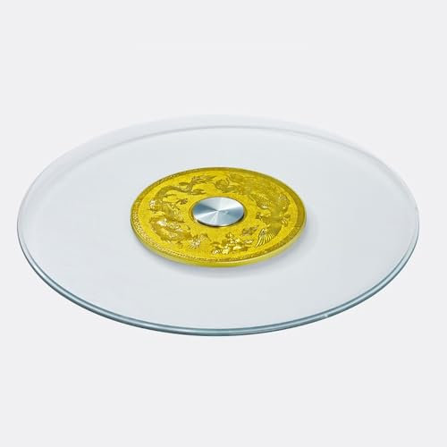 GSKDZG Drehteller Lazy Susan Gehärtetes Glas Drehscheibe Für Esstisch Drehplatte 360 ° Drehbar Servierteller Schwerlast Glasplatte 60cm 70cm 80cm 90cm(50cm (20inch))