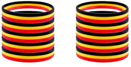 Fanarmband Silikon Armband Deutschland Land Flagge Gummi Sport Armband Perfekt Als Fußball Fan Souvenir, Deutschland Sportarmbänder 2024 Deko Geschenk, Schwarz, Rot, Gold (10er Set)