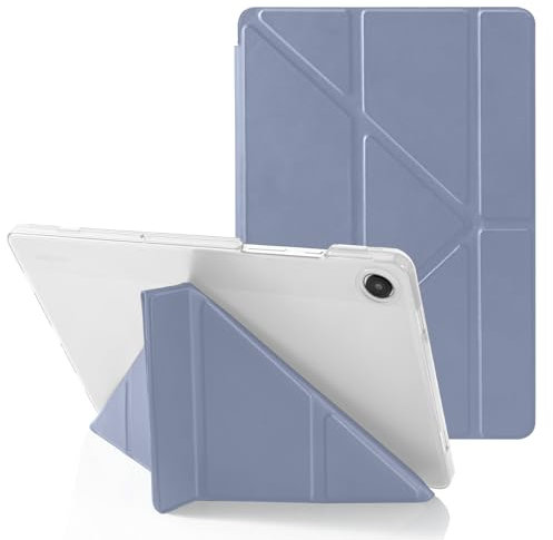 MuyDoux Funda Origami para Samsung Galaxy Tab A9+/A9 Plus 11 Pulgadas 2023 SM-X210/X215/X216, 5 en 1 Múltiples Ángulos de Visión, Carcasa Trasera Rígida Translúcida, Auto Sueño/Estela, Gris Lavanda