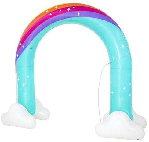 Bestway Wassersprinkler Riesen-Regenbogen, 221 x 71 x 193 cm, strapazierfähiges PVC, Wassersprinklerfunktion, Gartenschlauchanschluss, ab 2 Jahren, Sicherheitsventile, Regenbogen-Design