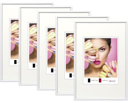 IDEAL TREND 2er 3er 5er Pack Photo Style Set Bilderrahmen Wanddeko Collage Poster Kunststoff Rahmen: Farbe: 5er Pack Weiß | Format: 10x15