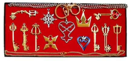 SXYNIO Sora Keyblade Schlüsselanhänger Keyblade Anhänger Schlüsselkette Cartoon Figur Riku Anhänger Schlüssel Tasche Dekoration Zubehör Für Fans (Gold)