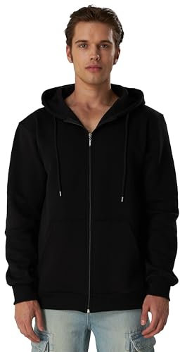 Smith & Solo Hoodie Herren Reißverschluss – Sweatjacke Kapuzenjacke Zipper Kapuzenpullover Hoodies Männer Kapuzenpulli Regular Fit (Schwarz XL)