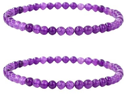 GUTERTOP 2 Stück 4mm Chakra Armband Echte Steine, Stretch Glücksarmband Damen, Yoga Heilsteine Armband für Damen, Herren