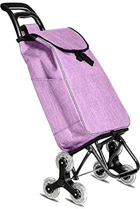 KUANGGE Carrello della Spesa Pieghevole, Carrello della Spesa per Salire Le Scale, con 6 Ruote, Carrello della Spesa per Borsa portaoggetti Impermeabile e Staccabile (Viola)
