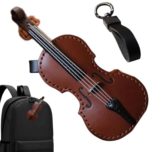Cello Schlüsselanhänger aus Leder – Leder-Violine & Cello Schlüsselanhänger | winziger Violin-Schlüsselanhänger | Violinen-Anhänger | Musikinstrument