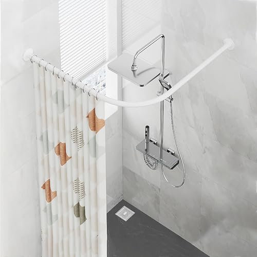 Duschvorhangstange L Form, 120 X 120 Cm Duschstange Ecke Edelstahl Vorhangstange Ohne Bohren Für Badezimmer Badewanne Umkleidekabine, Weiß