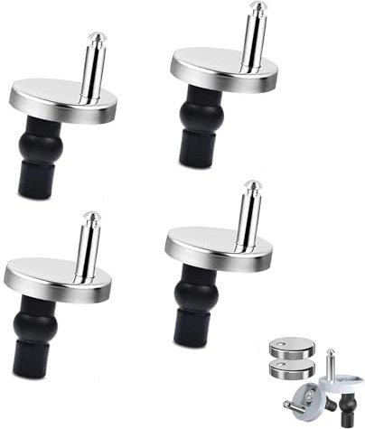 4 Pack Toilet Seat Hinges Fixings with Screws and Expanding Nuts - Easy to Install Toilet Seats Fittings for Blind Holes, Includes Toilet Seat Bolts and Locking Bolt for WC