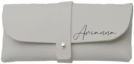 Mr. Gadgets Custodia Porta Occhiali Eco Pelle-Personalizzabile con Nome- (Grigio Chiaro)