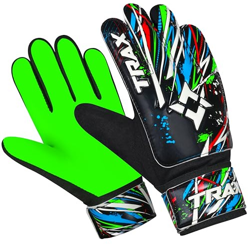 TRAX SPORTS Goalkeeper Gloves for Children Boys Youth,Football Goalkeeper Gloves (Green, Size 4 Suitable for 6 to 9 Years Old)