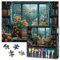 1000 Piece Jigsaw Puzzles for Adults - Books on the Windowsill with Orange & White Flowers, Cozy Book Lover's Floral Art Puzzle, Premium Puzzle Board - 27.5x19.7 in