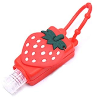 Bouteille de voyage vide en forme de fraise, désinfectant pour les mains, récipient cosmétique pour les mains, récipient cosmétique, étui en silicone, porte-clés, conteneurs de voyage portables