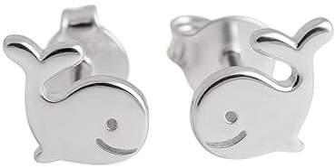 Wal Ohrringe Damen aus 925 Sterling Silber | Wal Ohrstecker, Tier Schmuck minimalistisch - Geburtstagsgeschenk - Handgefertigt für Frauen, Mädchen