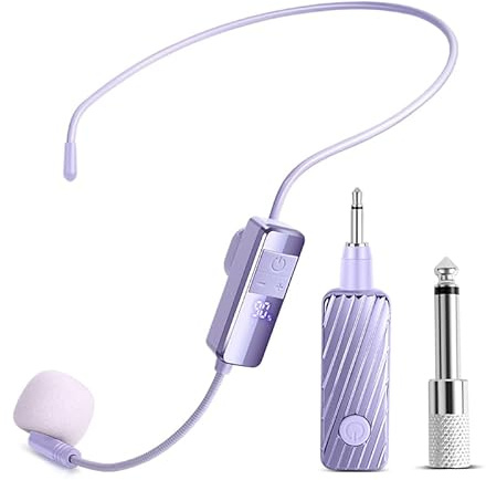 Kopfmikrofon Kabellos, Kopfh rer Sets mit Mikrofone, Bluetooth Headset Mic Ideal für Lautsprecher PA System Sprachverstärker Wireless Mikrofon für Lehrer, Tourguides, Fitness Instructor (Lila)