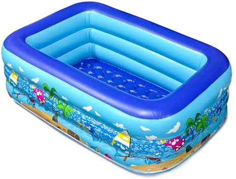 Aischens Piscina Inflable 135 x 85 x 50 cm con Base Antideslizante | Área de Recreo Acuático Multifuncional para Adultos y Mascotas