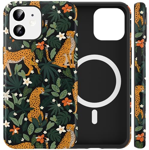 Tivkofk Cheetah Magnetic for iPhone 11 6.1'' Case, Compatible with MagSafe, Leopard Pattern Phone Case, Aesthetic Trendy Scratch Resistant Shockproof Camera Protective Cover for Girl Women, Green