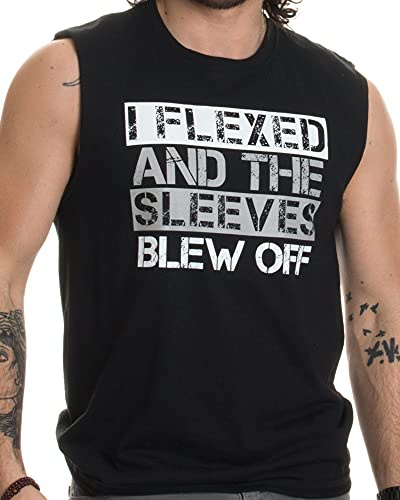 Flexed & the Sleeves Blew Off - Funny Weight Lifting, Body Builder Fell Tank Top-M Black