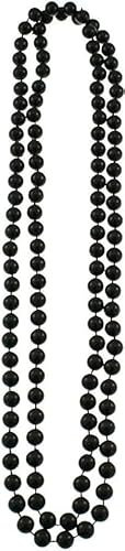 Mytoptrendz ® Plain Black Bead Necklace Single Strand Long Rope Wrap Around Girls Women Classic Retro 80s Fashion Accessories (Black)