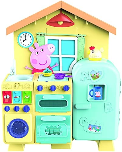 Peppa Pig House Kitchen Playset with Play Food and Cooking Utensils Toy Kitchen Cooking Playset with Cooking Sounds and Peppa Pig Toys Pretend Play Age 3+