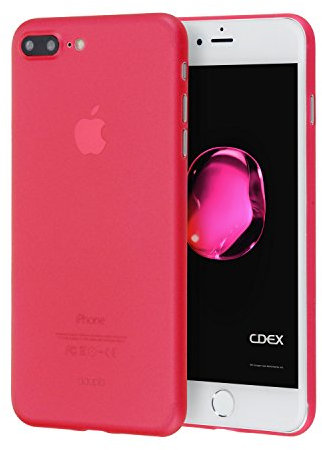 doupi UltraSlim Coque Compatible avec iPhone 8 Plus / 7 Plus (5,5 Pouces), Fin Mat Ultra Mince et Ultra léger Bumper Cover Housse de Protection, Rouge