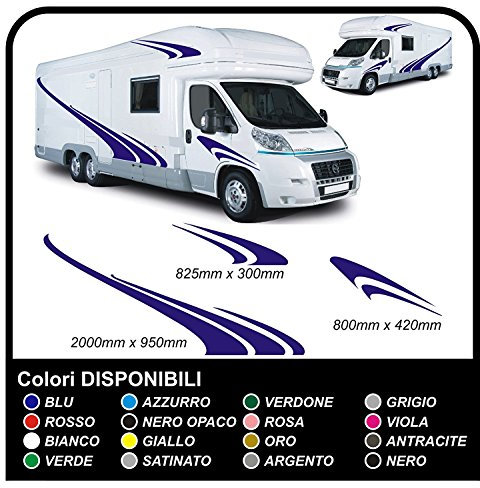 adesivi camper Kit completo camper e roulotte Set Camper Van RV grafica 08 - (COLORI COME DA FOTO)