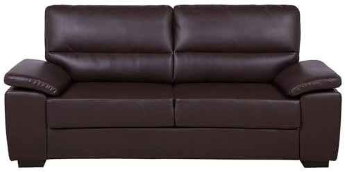Traditional Living Room Sofa 3 Seater Brown Faux Leather Vogar