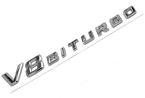 VmG-Store 3D Emblem V8 Biturbo Schriftzug Kunststoff mit Schaumstoff-Kleberückseite Badge (Chrom)