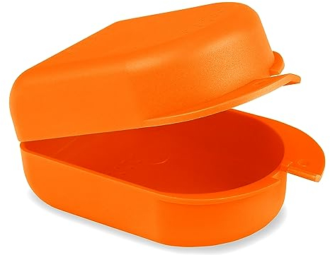Wellsamed KFO Schienenbox Green Line, Orange, 100% recycelt, zum Aufbewahren von Zahnspangen oder Zahnschienen