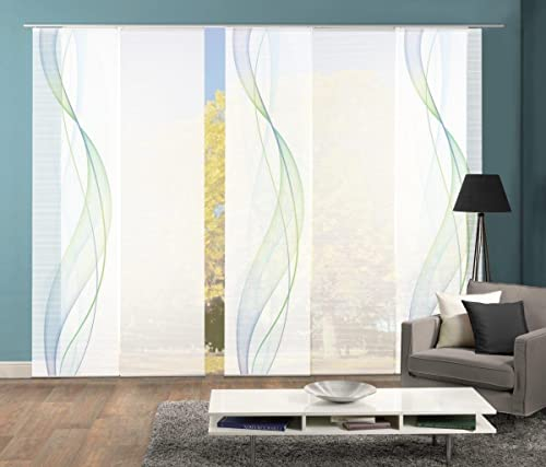 VISION S Schiebegardine Heights halbtransparent, Bambusoptik, 260x60, BlauGrün