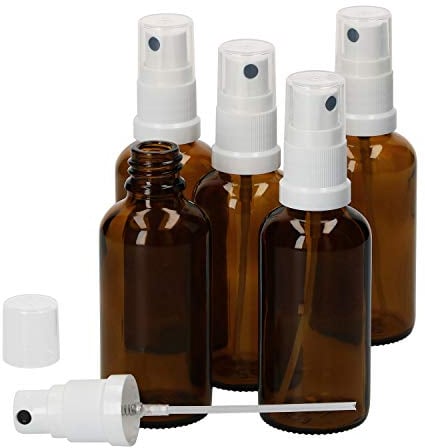 MamboCat Lot de 5 flacons miniatures avec tête de pulvérisation de 50 ml I Flacons pulvérisateurs en verre marron I Vaporisateur I Flacons pharmaceutiques I Stockage de médicaments protégé contre les