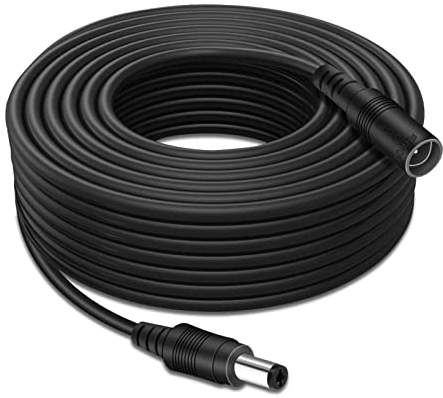 Tonton CCTV Power Extension Cable 5M(16.5ft), 2.1mmx 5.5mm Female to Male 12V DC Extension cable for Tapo C110,C211,C510W,TC70 Cameras, Router, LED Strip Light, CCTV Cameras, DVR/NVR Recorder,Black