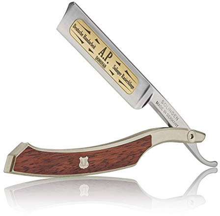 A.P. Donovan - 5/8 Rasiermesser mit Gradkopf | Klinge aus Kohlenstoffstahl und Halb-Hohlschliff | 100% (handmade) in Germany | LsOne-Serie Solingen (Padouk)