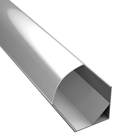 LED Eckprofil 1m ECKE-16 Aluminium Silber für LED Streifen inkl. Abdeckung milchig, für LED Bänder bis max. 10,5mm Montage Leiste (1m + milchige Abdeckung)