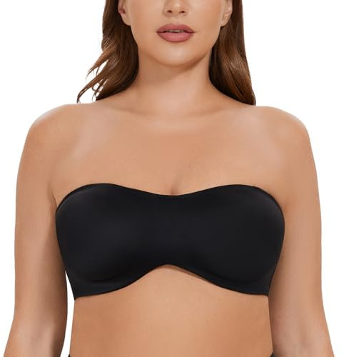 CASOLACE Women's Underwire Bandeau Minimizer Strapless Bras for Large Breasts Black 38F