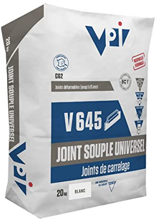 Joint de carrelage, souple, terrasse, piscine, sol, chauffant, facade, hydrofuge, joint, carrelage - 20 kg Blanc - ARCANE INDUSTRIES