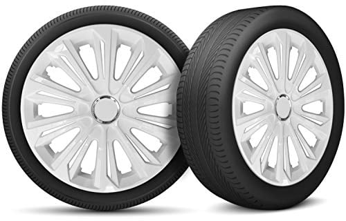 Radkappen 16 Zoll Radzierblenden 4er Set passend für alle Stahlfelgen - Einstellbarer Sicherungsring - Weiß