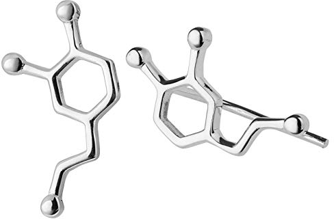 ScienceFox Orecchini a lobo a forma di molecola di dopamina in argento sterling 925, oro e oro rosa regalo per amanti della scienza, felicità e ormoni del benessere (argento sterling 925)