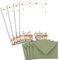 25 Briefbogen-Sets DIN A4 - Naturpapier in Creme mit Blumengarten - mit Briefumschlägen DIN C6 in Kraftpapier Grün Briefpapier bedruckbar ideal für Hochzeitseinladungen