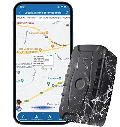 Localizzatore GPS per Auto Anti-perso, Tracciatore di Posizione in Tempo Reale, GPS Tracker con IP67 Impermeabile Geo-fence Alarm App Gratuita 250 Giorni Standby, Impermeabile e Magnete 20000mAh