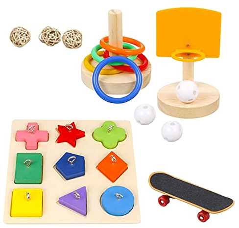 4 Stück Papageienspielzeug Papageien-Puzzle-Spielzeug zum Spielen von Papageien, Vogel Training Spielzeug Set, Kauspielzeug Vögel Spielzeug, Perfekt für Sittiche Nymphensittiche, Aras, Papageien