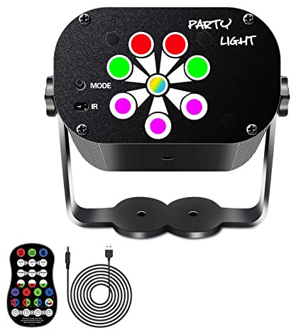 DJ Disco Light RGB LED Party Light 120 Patterns Sound Activated Remote Control for Scene Garden Living Room Home Karaoke Bar Decoration