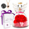 Konservierte echte Rose mit Engel für Frauen, Frau, Muttertag, Geschenk für Mutter, Engelsfiguren mit handgefertigten Rosenblumen & Love You Halslack für Hochzeit, Geburtstag, Geschenke (A Red)