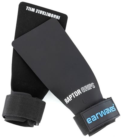 Earwaves ® Raptor Grips - Fingerless Maniques sans Trous, Gants pour l’Haltérophilie, Gymnastique, Empêche Les Ampoules et des Déchirures, Meilleure Rétention de Magnésium