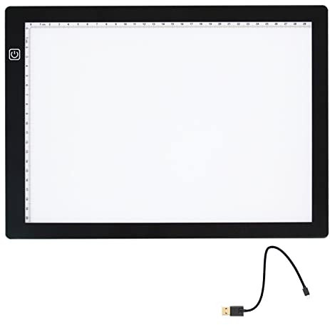 SWOZ Tableau Copie A4/A3 Traceur Tablette Portable Ultra-Mince LED Dimmable USB 3 Vitesses, Adapté Conception D'artistes, L'animation, Croquis, Visualisation Rayons X Modèles,Noir,A4