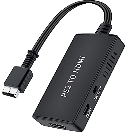 Sheiaier PS2 auf HDMI Konverter-Adapter, PS2 auf HDMI-Adapter unterstützt HDMI-Videoausgang für alle PS2-Display-Modi