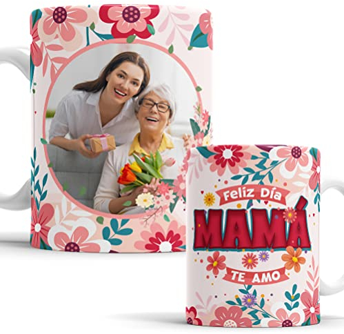 OyC Original y Creativo Taza para Mamá Personalizada con Foto - Taza con foto para el dia de la madre - Regalo del día de las madres - Taza Día de la Madre (MODELO C)