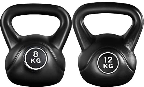 Yaheetech 2 Stück Kettlebell 8 kg/12 kg Kugelhantel mit bodenschonender Kunststoffummantelung Schunwunghantel Kugelgeiwcht für Krafttraining