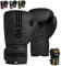EVO Fitness Boxhandschuhe für Herren, Matt, Schwarz, für MMA, Muay Thai, Kampfsport, Kickboxen, Sparring, Training, Kampfhandschuhe mit Handbandagen (Schwarz, 16 OZ)