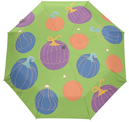 Acpiggto Faltbarer Regenschirm Hippie Totenkopf Halloween Herbst Reise Sonne Regen Kompakter Regenschirm Automatisches Öffnen Schließen für Damen Herren, COLOR1737