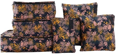 Periea Lucy Packing Cubes for Suitcases & Carry on Hand Luggage – Set of 6 Travel Packing Organisers – 6 Colours (Toucan)